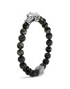 WEn[fB[ Y uXbgEoOEANbg ANZT[ Men's Sterling Silver Legends Naga Black Volcanic Rock Beaded Bracelet with Sapphire Eyes Black/Silver