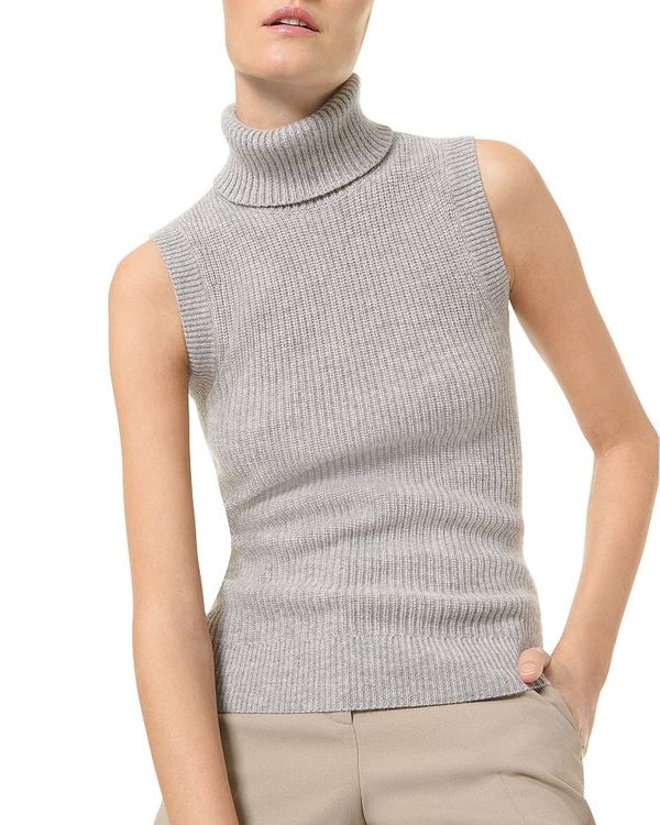 マイケルコース レディース ニット・セーター アウター Cashmere Sleeveless Turtleneck Sweater Pearl Grey