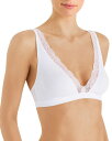 ハンロ レディース ブラジャー アンダーウェア Cotton Lace Soft Cup Wireless Bra White