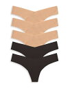 コマンドー レディース パンツ アンダーウェア Raw Cut Beige & Black Thong, Pack of 5 Multi Pack