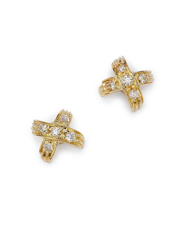 ロバートコイン レディース アクセサリー ピアス・イヤリング Roberto Coin 18K Yellow Gold 'X' Pave Stud Earrings Yellow Gold イエロー