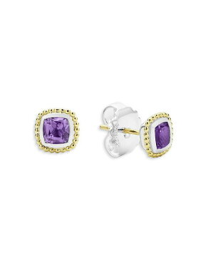 ラゴス レディース ピアス・イヤリング アクセサリー 18K Yellow Gold & Sterling Silver Caviar Color Amethyst Stud Earrings Purple/Gold