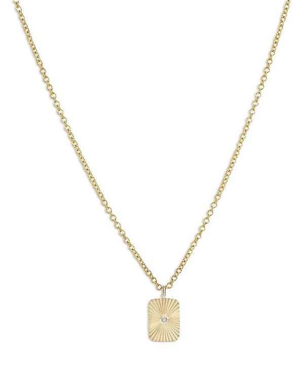 ]Gt fB[X lbNXE`[J[Ey_ggbv ANZT[ 14K Yellow Gold Diamond Pleated Dog Tag Pendant Necklace, 16-18