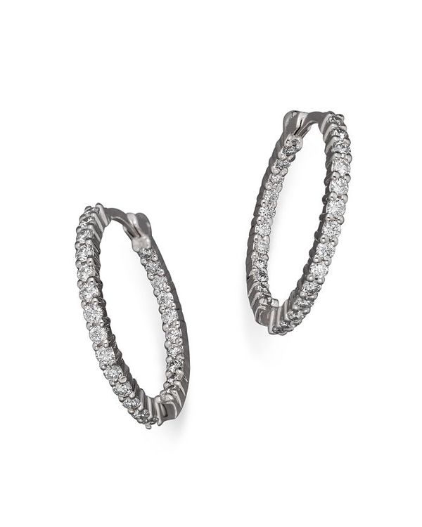 ロバートコイン レディース ピアス・イヤリング アクセサリー Roberto Coin 18K White Gold Diamond Inside-Out Hoop Earrings White
