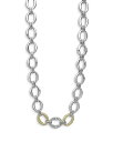 ラゴス レディース ネックレス・チョーカー・ペンダントトップ アクセサリー Sterling Silver & 18K Yellow Gold Caviar Luxe Diamond Link Necklace, 18