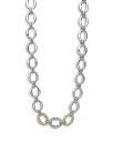 ラゴス レディース ネックレス・チョーカー・ペンダントトップ アクセサリー Sterling Silver & 18K Yellow Gold Caviar Luxe Diamond Link Necklace, 18