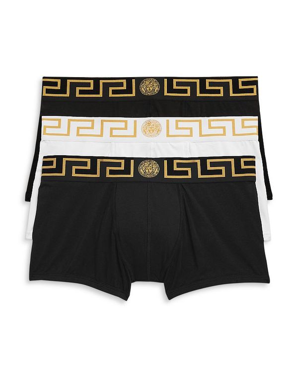 楽天ReVida 楽天市場店ヴェルサーチ メンズ ボクサーパンツ アンダーウェア Greca Border Boxer Briefs, Pack of 3 Black/Blue/White