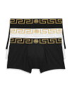 versace ヴェルサーチ メンズ ボクサーパンツ アンダーウェア Greca Border Boxer Briefs, Pack of 3 Black/Blue/White