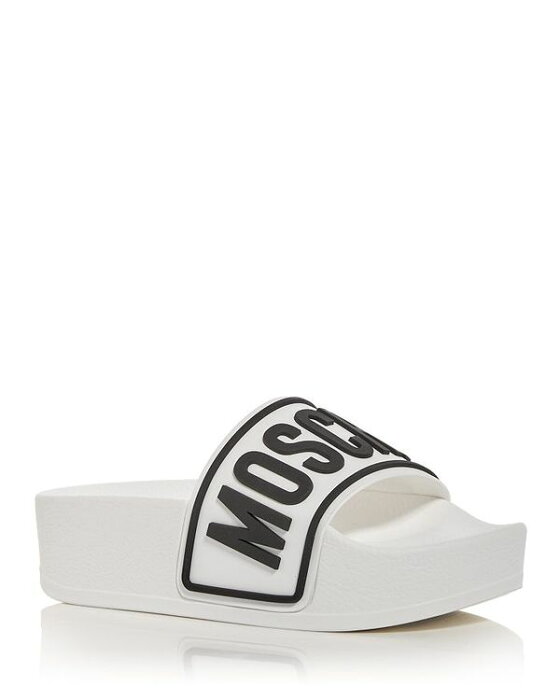 モスキーノ レディース サンダル シューズ Women's Platform Slide Sandals White