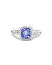 デイビット・ユーマン レディース リング アクセサリー 18K White Gold Petite ChatelaineR Tanzanite & Diamond Ring Blue/White