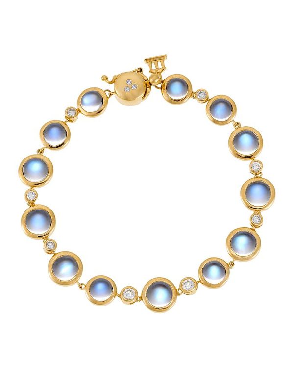 テンプル セント クレア レディース ブレスレット・バングル・アンクレット アクセサリー 18K Yellow Gold Single Round Bracelet with Royal Blue Moonstone and Diamond Blue/Gold