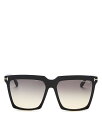 トム・フォード レディース サングラス・アイウェア アクセサリー Women's Sabrina Square Sunglasses, 58mm Black/Gray Gradient