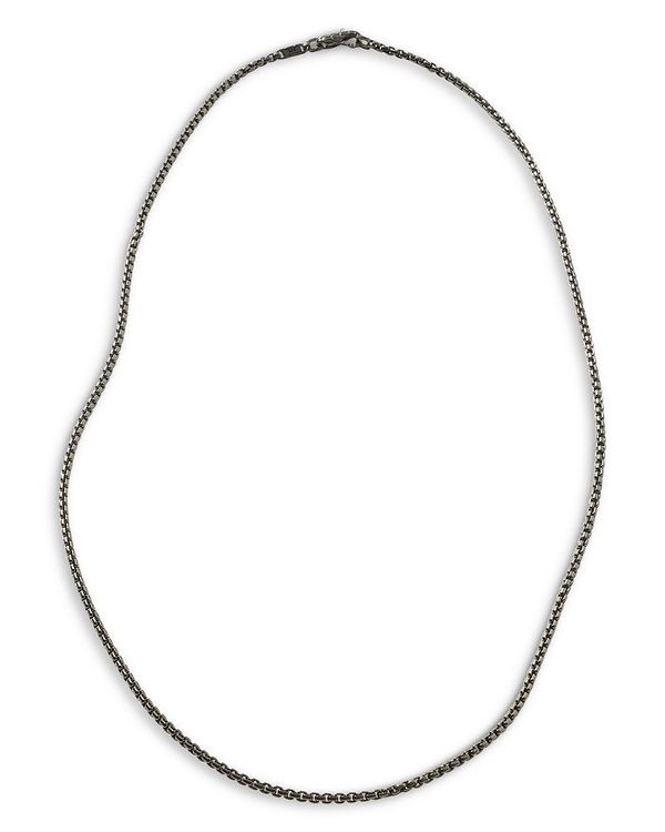 ジョン・ハーディー メンズ ネックレス・チョーカー・ペンダントトップ アクセサリー Men's Classic Chain Silver 2.7mm Box Chain Necklace with Satin Matte Black Rhodium, 24