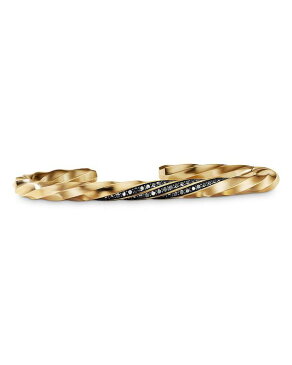 デイビット・ユーマン メンズ ブレスレット・バングル・アンクレット アクセサリー Men's 18K Yellow Gold Cable Edge Black Diamond Pave Cuff Bracelet Gold/Black