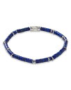 WEn[fB[ Y uXbgEoOEANbg ANZT[ Men's Sterling Silver Classic Chain Lapis Lazuli Bead Heishi Bracelet Blue