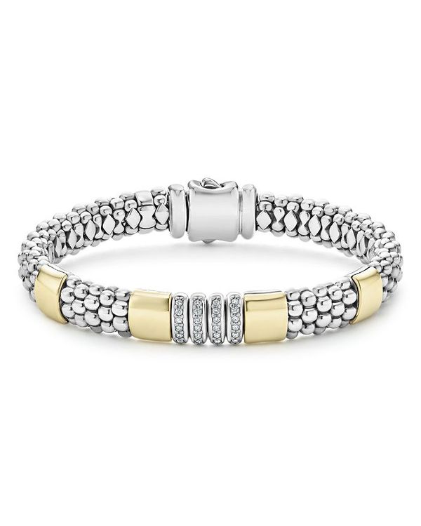 ラゴス レディース ブレスレット・バングル・アンクレット アクセサリー 18K Gold and Sterling Silver Diamond Caviar Lux Bracelet - 100% Exclusive Silver