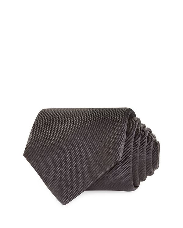 fCrbhhiq[ Y lN^C ANZT[ Corded Weave Silk Tie Charcoal