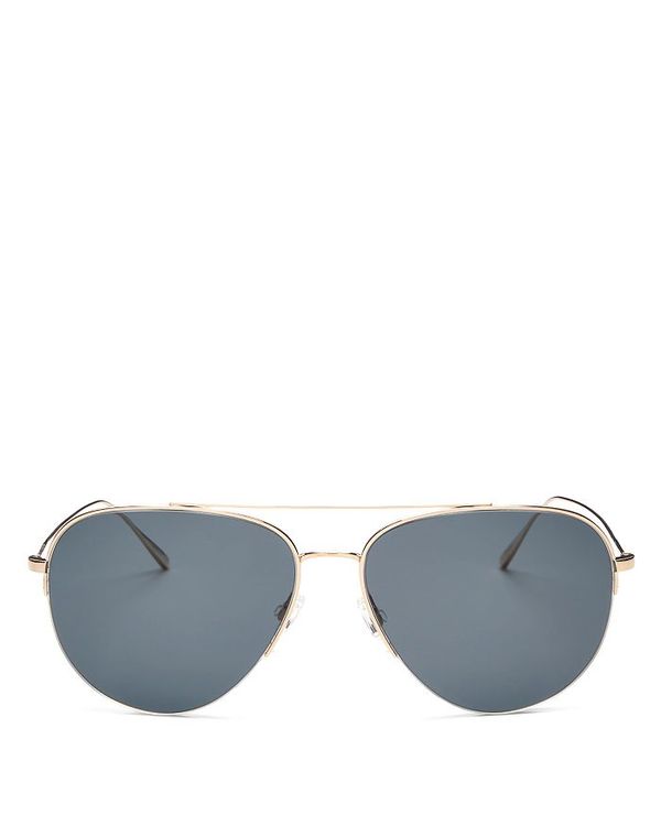 オリバーピープルズ メンズ サングラス・アイウェア アクセサリー Men's Cleamons Polarized Brow Bar Aviator Sunglasses, 60mm Gold/Gray