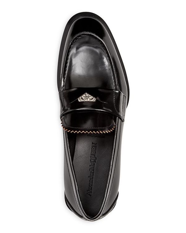 アレキサンダー・マックイーン メンズ スリッポン・ローファー シューズ Men's Apron Toe Penny Loafer Black/Silver