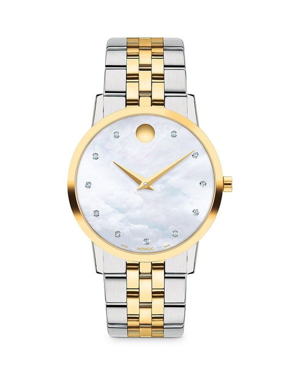 モバド モバド レディース 腕時計 アクセサリー Museum Classic Diamond Watch, 33mm White/Gold