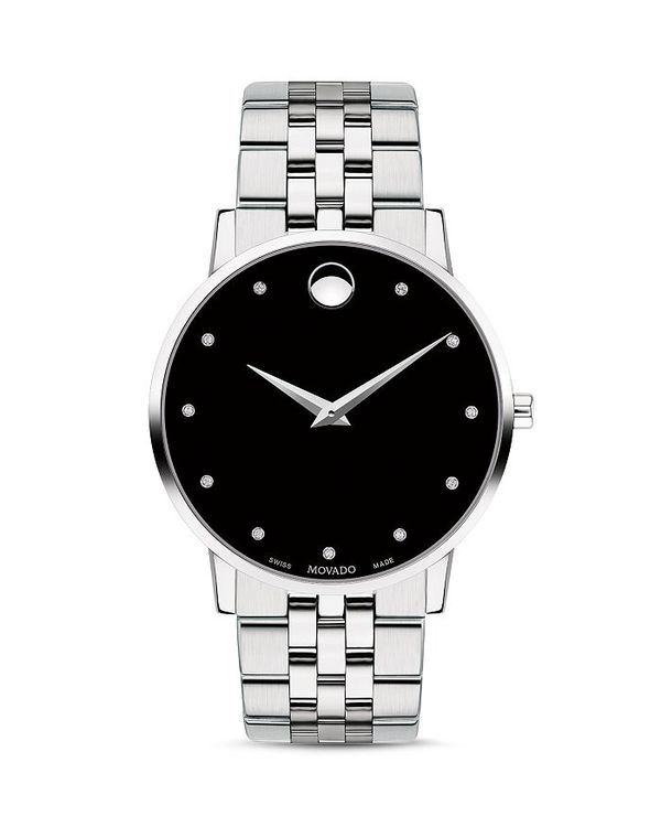 モバド モバド レディース 腕時計 アクセサリー Museum Classic Stainless Steel Diamond-Index Watch, 40mm Black/Silver