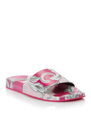 ヴェルサーチ レディース サンダル シューズ Women's Printed Leather Pool Slides Fuschia+English Rose