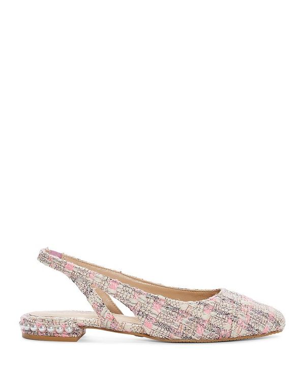 スチュアート ワイツマン レディース パンプス シューズ Women's Imitation Pearl Embellished Slingback Flats India Pink Summer Tweed