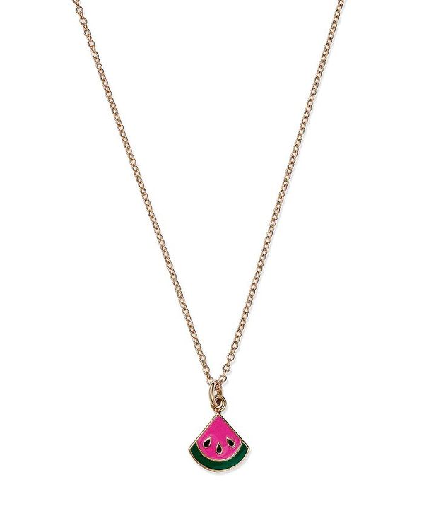 ムーン & メドウ レディース ネックレス・チョーカー・ペンダントトップ アクセサリー 14K Yellow Gold Enamel Watermelon Pendant Necklace, 15-16