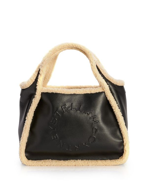 ステラマッカートニー レディース トートバッグ バッグ Alter Faux Shearling Trimmed Tote Black/Black