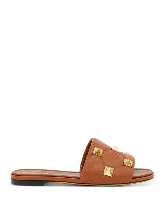 ヴァレンティノ レディース サンダル シューズ Women's Roman Stud Quilted Slide Sandals with Tonal Studs Brown/Gold