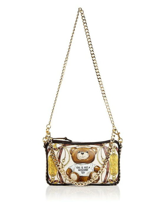 モスキーノ レディース ショルダーバッグ バッグ Mini Teddy Bear Print Shoulder Bag Ivory Multi