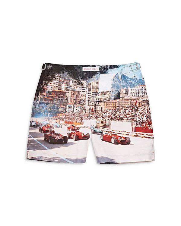 オールバー ブラウン メンズ ハーフパンツ・ショーツ 水着 Bulldog Photo Print Quick Dry Tailored Fit Swim Trunks Start Your Engine