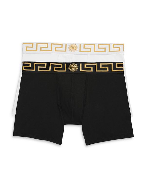 versace ヴェルサーチ メンズ ボクサーパンツ アンダーウェア Logo Trunks - Pack of 2 Black/White