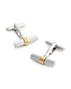 NAbv Y JtX{^ ANZT[ Ribbed Tube with Gold Band Cufflinks Silver