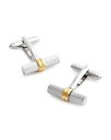 リンクアップ メンズ カフスボタン アクセサリー Ribbed Tube with Gold Band Cufflinks Silver