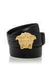 FT[` Y xg ANZT[ Men's Medusa Buckle Leather Belt Black Versace