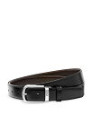 モンブラン メンズ ベルト アクセサリー Men's Horseshoe Stainless Steel Reversible Leather Belt Bla...