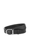 モンブラン メンズ ベルト アクセサリー Men's Horseshoe Stainless Steel Reversible Leather Belt Bla...
