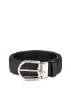 モンブラン メンズ ベルト アクセサリー Horseshoe Buckle Reversible Leather Belt Black