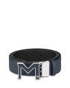 モンブラン メンズ ベルト アクセサリー M Buckle Reversible Leather Belt Black/Blue