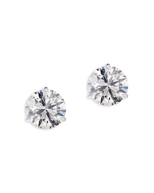 フォーエバーマーク レディース ピアス・イヤリング アクセサリー Classic Three Prong Diamond Stud Earring in 18K White Gold, 2.0 ct. t.w. White