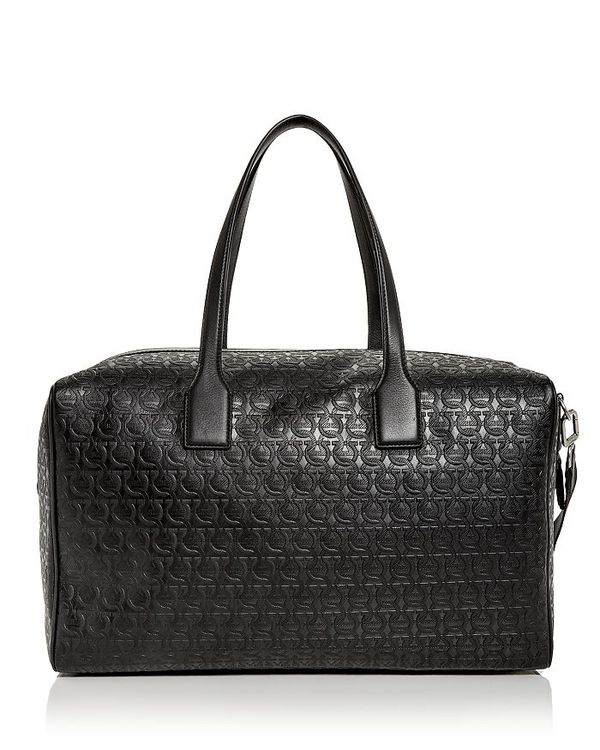 サルヴァトーレ フェラガモ メンズ ボストンバッグ バッグ Travel Gancini Embossed Leather Duffel Bag Nero