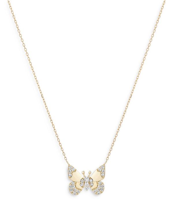 AfBi C^[ fB[X lbNXE`[J[Ey_ggbv ANZT[ 14K Yellow Gold Enchanted Diamond Butterfly Pendant Necklace, 16