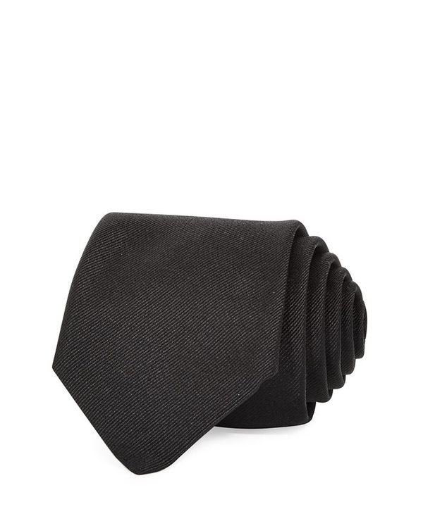 {X Y lN^C ANZT[ Solid Ribbed Silk Classic Tie Black