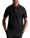 テッドベーカー ポロシャツ メンズ テッドベーカー メンズ ポロシャツ トップス Bute Waffle Knit Regular Fit Polo Shirt Black