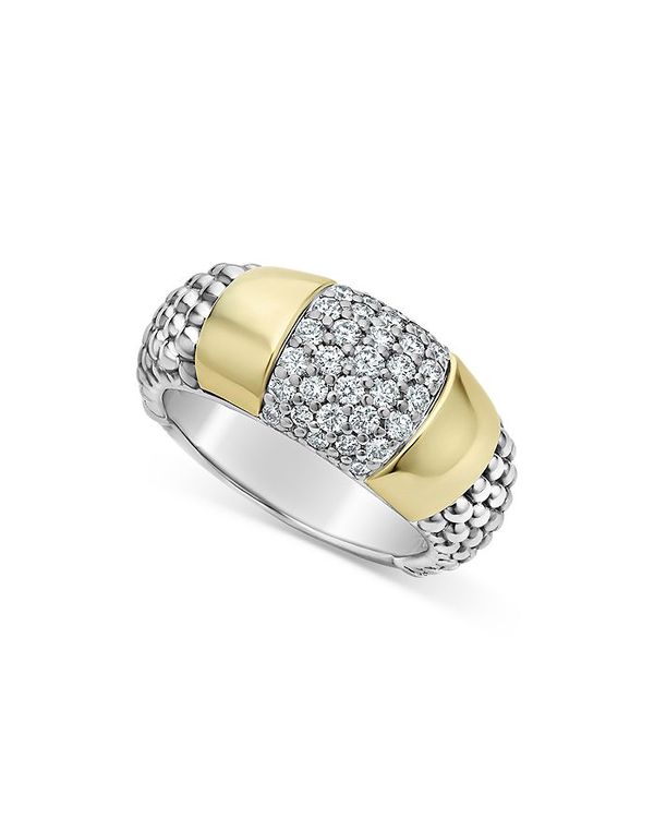 ラゴス レディース リング アクセサリー Sterling Silver & 18K Gold High Bar Diamond Ring - 100% Exclusive Silver/Gold