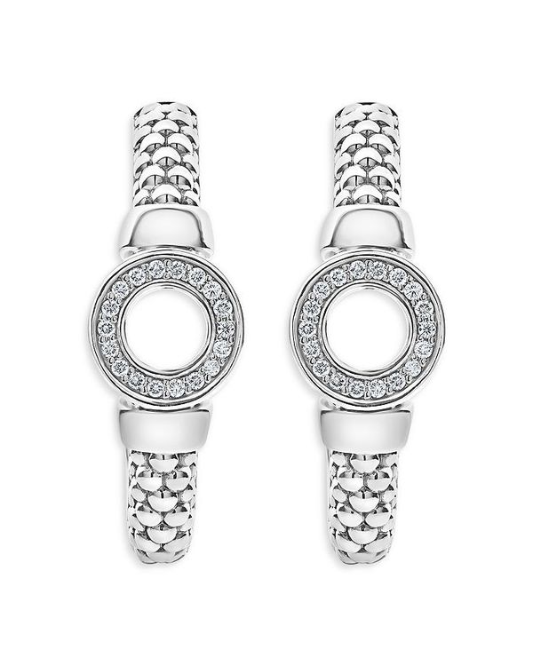 ラゴス レディース ピアス・イヤリング アクセサリー Sterling Silver Caviar Spark Diamond Circle Half Hoop Earrings Silver