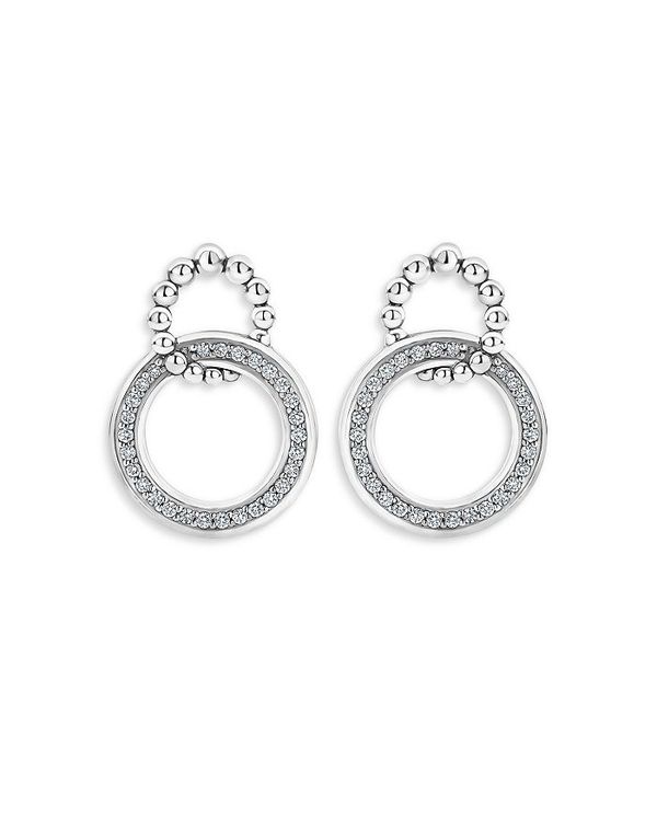 ラゴス レディース ピアス・イヤリング アクセサリー Sterling Silver Caviar Spark Diamond Interlocking Circle Drop Earrings Silver