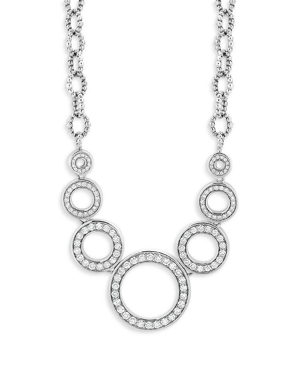 ラゴス レディース ネックレス・チョーカー・ペンダントトップ アクセサリー Sterling Silver Caviar Spark Diamond Multi Circle Statement Necklace, 18
