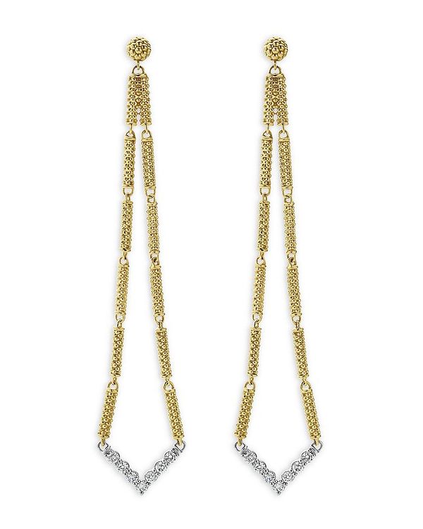 ラゴス レディース ピアス・イヤリング アクセサリー 18K White & Yellow Gold Signature Caviar Diamond Chevron Drop Earrings - 100% Exclusive Gold/White